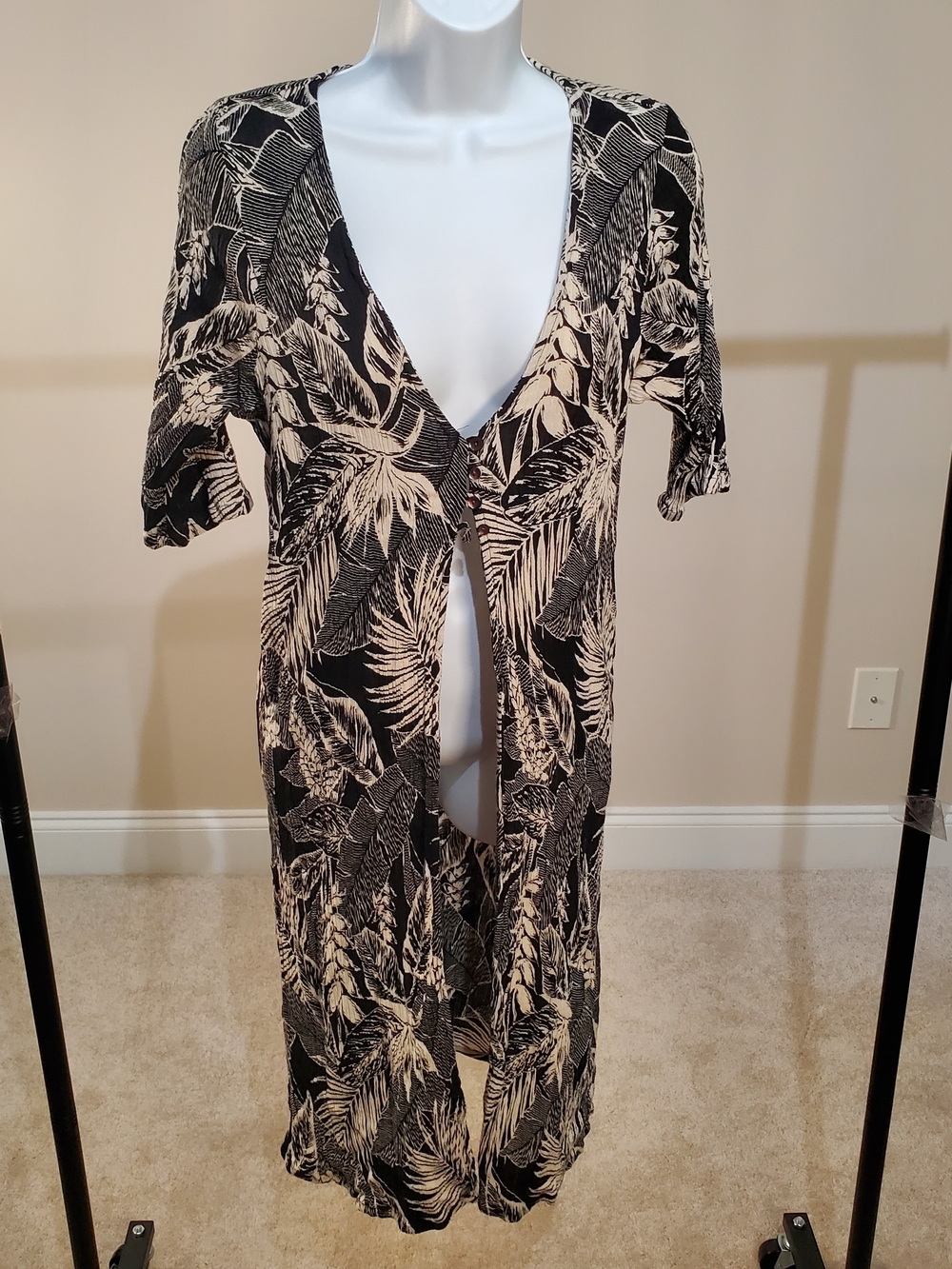 Kahiko Roots of Hawaii Tropical Leaf Duster Cardigan Swim Coverup Large